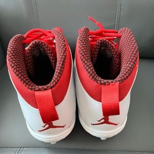 Air Jordan 10 TD Mid Mens Football Cleats Size 17 White Red Gray CQ2073-106